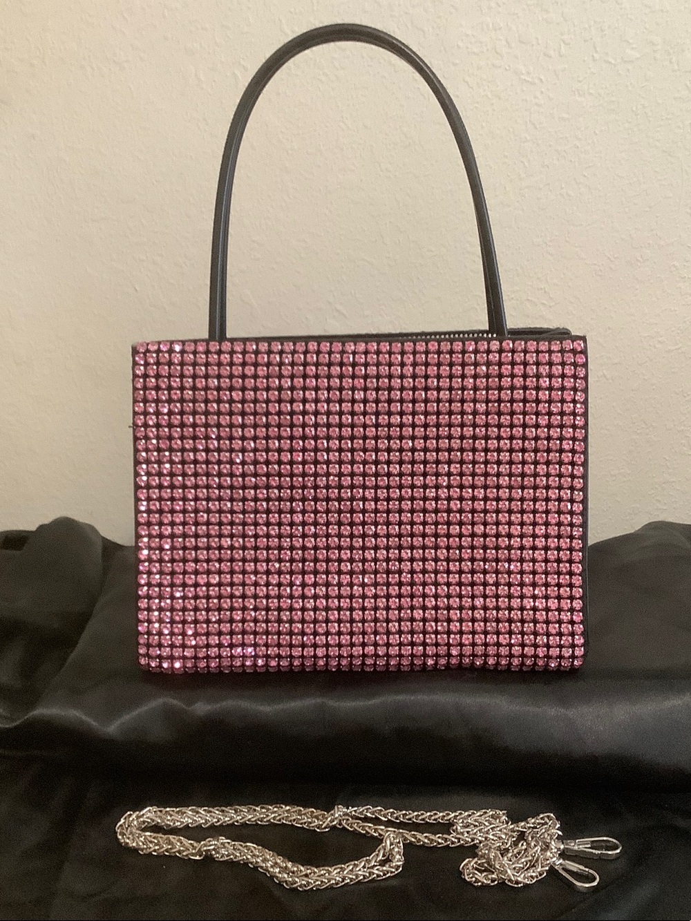Pink Rhinestone Evening Tote Bag - Unbranded